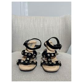 Balenciaga-Sandales BALENCIAGA T.EU 38.5 Suède-Noir