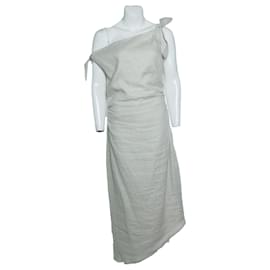 Autre Marque-Sir. The label, white tamara tie linen midi dress-White,Other