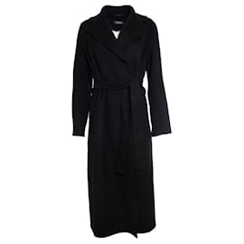 Autre Marque-`S Max Mara, black long wrap coat-Black
