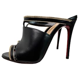 Christian Louboutin-Christian Louboutin High Heel Mules Sandals Black Size 36.5-Black,Gold hardware
