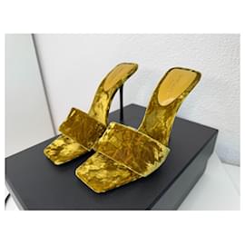 Saint Laurent-Saint Laurent Paris Baliqua 105 Mules Velvet Size 36-Green,Yellow