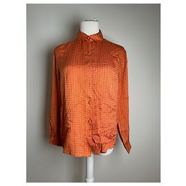 Camicia a quadri vintage Dior arancione e nera Arancione