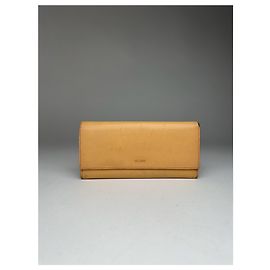 Céline Cartera de cuero vintage Celine beige Amarillo