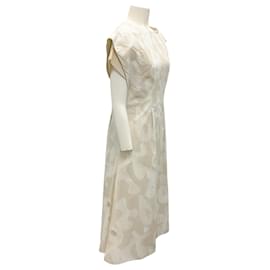 Autre Marque-Deveaux New York Beige Abstract Print Cotton Midi Dress-Beige