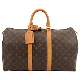 Louis Vuitton-Louis Vuitton Monogram Canvas Keepall 45 Travel Bag M41428-Brown