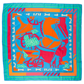 Hermès-Hermès Carré 90 "Puzzle" 100% Silk Scarf in Blue-Blue