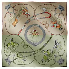 Hermès-Hermès Carré 90 "Pampa" 100% Silk Scarf in Khaki-Khaki
