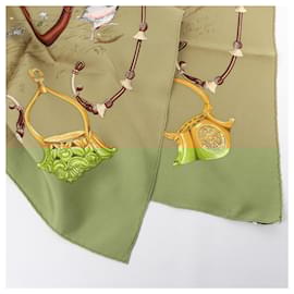 Hermès-Hermès Carré 90 "Pampa" 100% Silk Scarf in Khaki-Khaki
