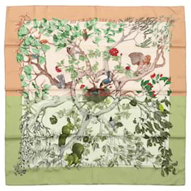 Hermès-Hermès Carré  90 "AU COEUR DES BOIS" 100% Silk Scarf in Brown-Brown