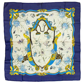 Hermès-Hermès Carré 90 "Ingrid" 100% Silk Scarf in Navy Blue-Navy blue
