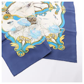 Hermès-Hermès Carré 90 "Ingrid" 100% Silk Scarf in Navy Blue-Navy blue