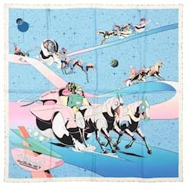 Hermès-Hermès Carré 90 "Space Derby" 100% Silk Scarf in Blue-Blue