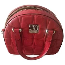 MCM Mini Handbag Red Quilted Leather Red