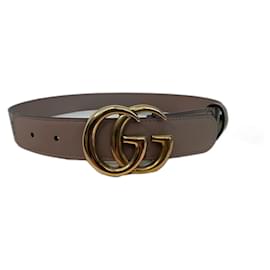 Gucci-Gucci Marmont GG Supreme Canvas Belt Pink Size 70-Pink,Gold hardware