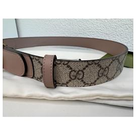 Gucci-Gucci Marmont GG Supreme Canvas Belt Pink Size 70-Pink,Gold hardware
