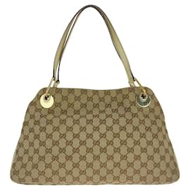 Gucci-Gucci GG Canvas Leather Tote Bag-Brown,Beige