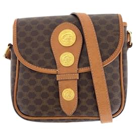 Céline-Celine Vintage Macadam Medal Shoulder Bag-Brown