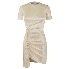Paco Rabanne Vestido mini drapeado en jersey dorado Plata Metálico