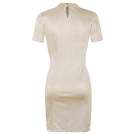 Paco Rabanne-Gold Drapé pression mini dress in jersey-Silvery,Metallic