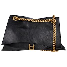 Balenciaga-Balenciaga Crush Large Chain Bag in Black Leather-Black