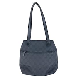 Gucci-Gucci GG Canvas Leather Shoulder Bag-Black