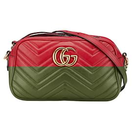 Gucci-Gucci GG Marmont Leather Chain Shoulder Bag-Red