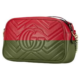 Gucci-Gucci GG Marmont Leather Chain Shoulder Bag-Red