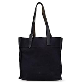 Hermès-Sac tote Etriviere en toile et cuir Hermes-Bleu