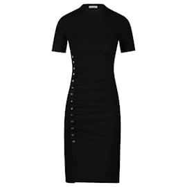 Paco Rabanne-Black drapé pression mini dress-Black