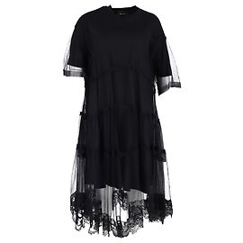 Simone Rocha Tüll T-Shirt Kleid aus schwarzer Baumwolle Schwarz