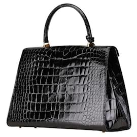 Fendi-Sac à main 2WAY en cuir de crocodile Fendi-Noir