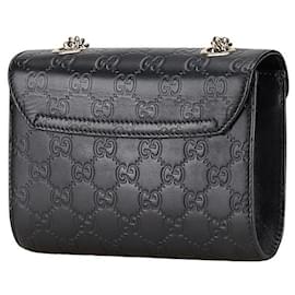 Gucci-Gucci Emily Leather Chain Shoulder Bag-Black