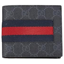Gucci-Gucci GG Supreme New Web Long Wallet 408826-Black