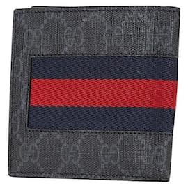 Gucci-Gucci GG Supreme New Web Long Wallet 408826-Black