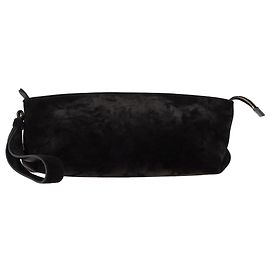 Pochette Khaite Alma en daim noir Noir