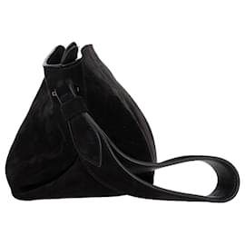 Khaite- Khaite Alma Wristlet Clutch Bag in Black Suede-Black