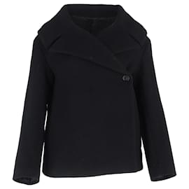 Totême-Totême Blend Felt Wrap Jacket In Black Wool-Black