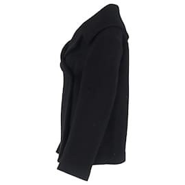 Totême-Totême Blend Felt Wrap Jacket In Black Wool-Black