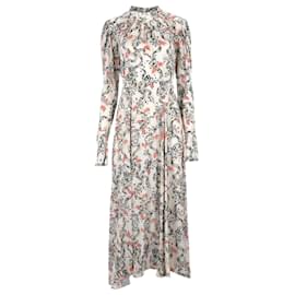 Paco Rabanne-Ivory floral print long dress-Brown,Beige