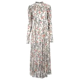 Paco Rabanne-Ivory floral print long dress-Brown,Beige