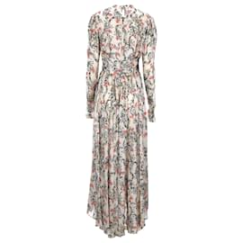 Paco Rabanne-Ivory floral print long dress-Brown,Beige