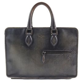 Berluti Anjoul Calligraphy Leather Briefcase Grey
