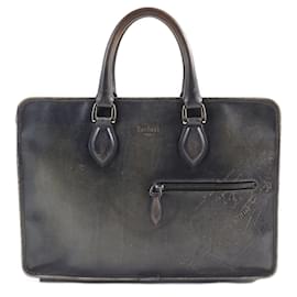 Berluti-Berluti Anjoul Calligraphy Leather Briefcase-Grey