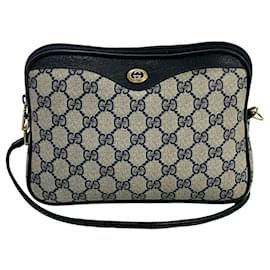 Gucci-Gucci Leather Shoulder Bag Navy-Blue