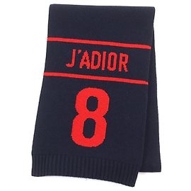 Christian Dior Dior Woll-Kaschmir J'ADIOR 8 Logo Strickschal Blau