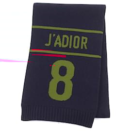 Christian Dior-Dior Wool Cashmere J'ADIOR 8 Logo Knit Scarf-Blue