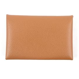 Hermès-HERMES Calvi Card Case Epsom Gold-Golden,Metallic