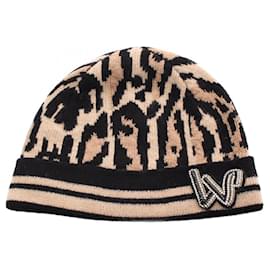 Louis Vuitton-Louis Vuitton Leopard Wool Cashmere Knit Cap M75875-Brown,Beige