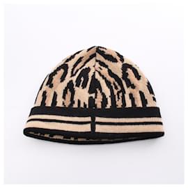 Louis Vuitton-Louis Vuitton Leopard Wool Cashmere Knit Cap M75875-Brown,Beige