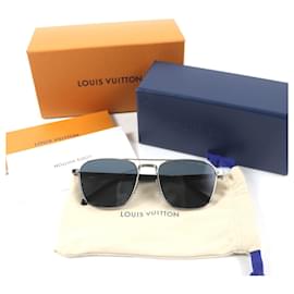 Louis Vuitton-Óculos de sol quadrados de metal Louis Vuitton-Prata,Metálico